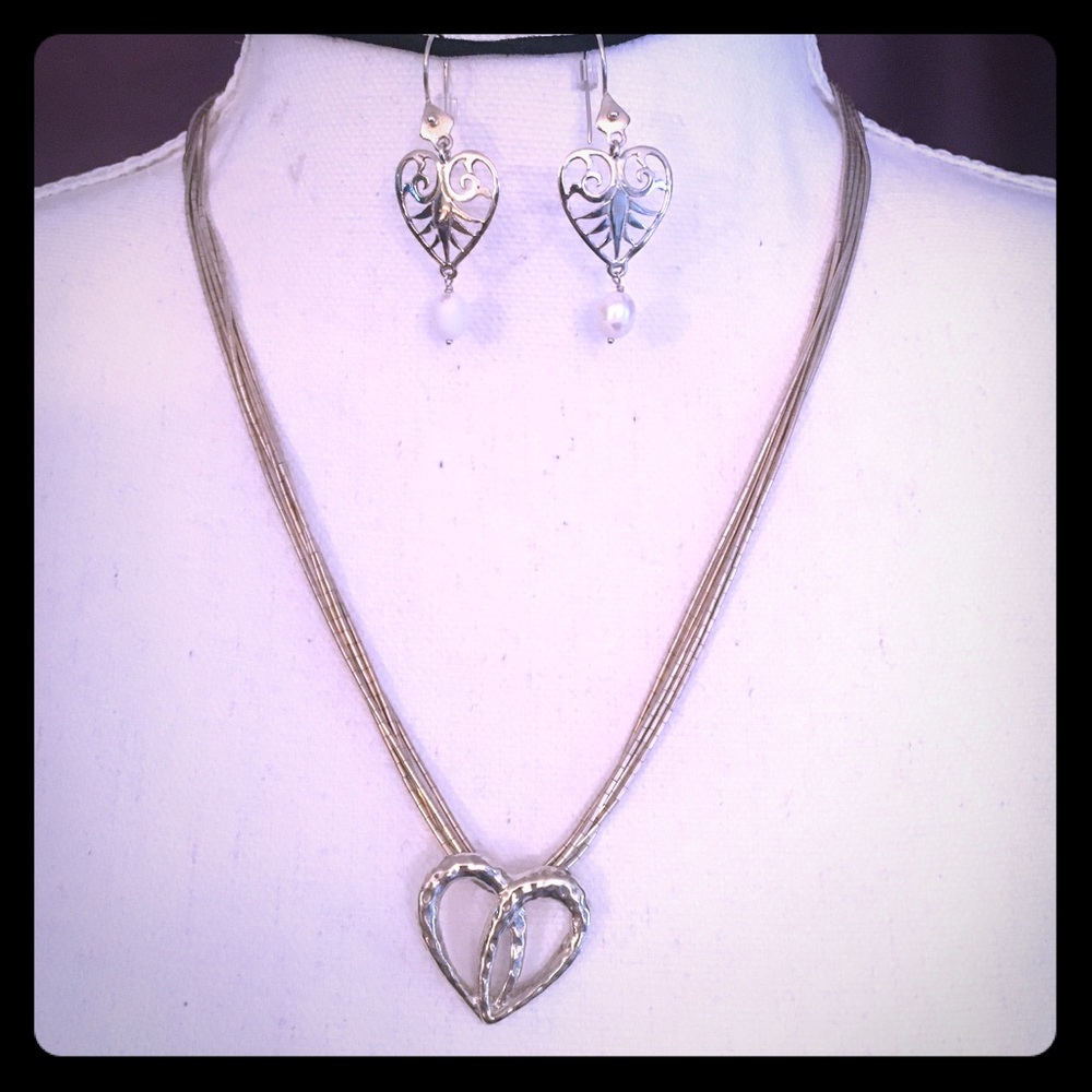 Heart Necklace and Earring Set